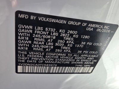2026 Volkswagen Atlas 2.0T SE