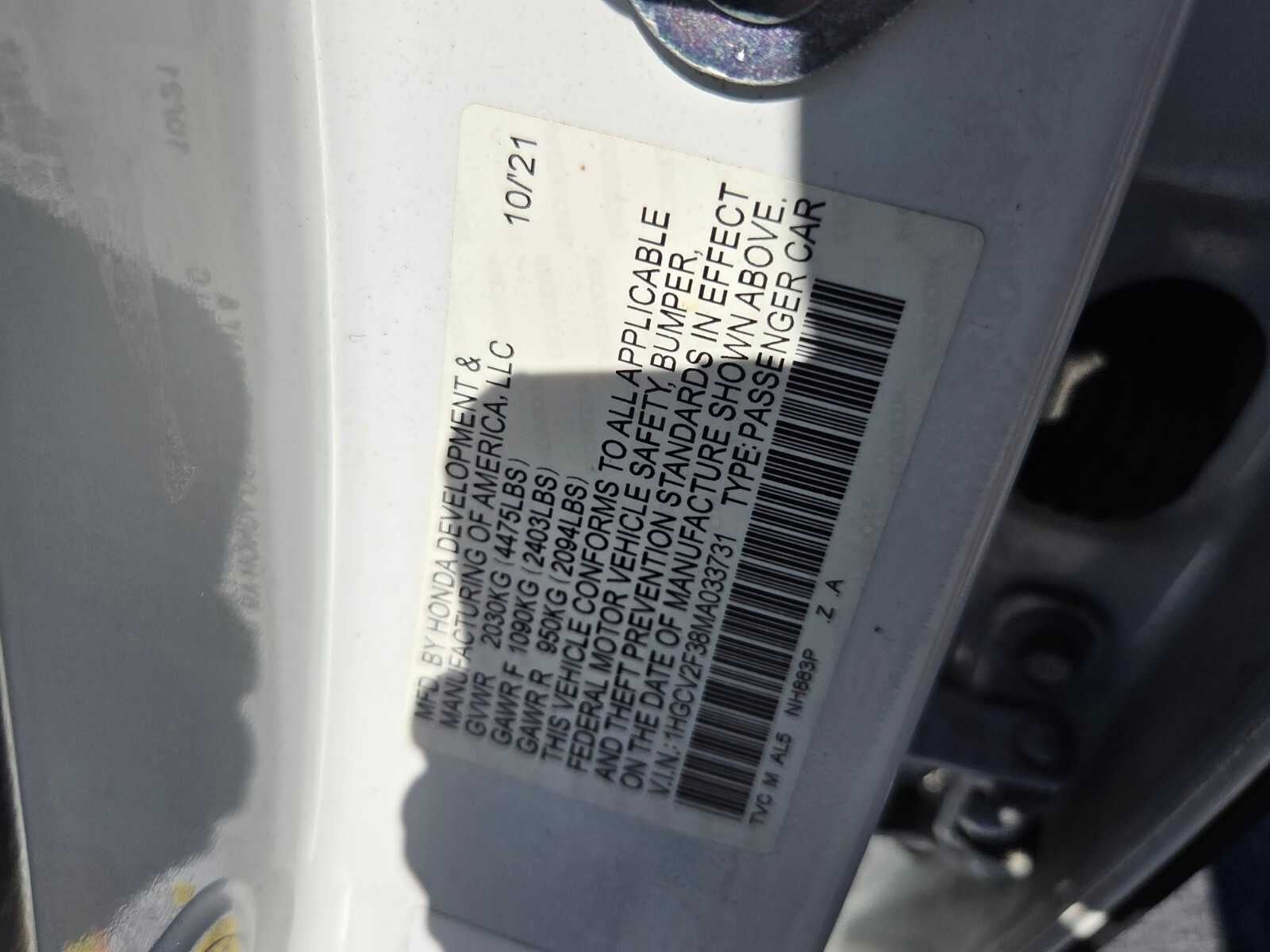 2021 Honda Accord Sedan Sport