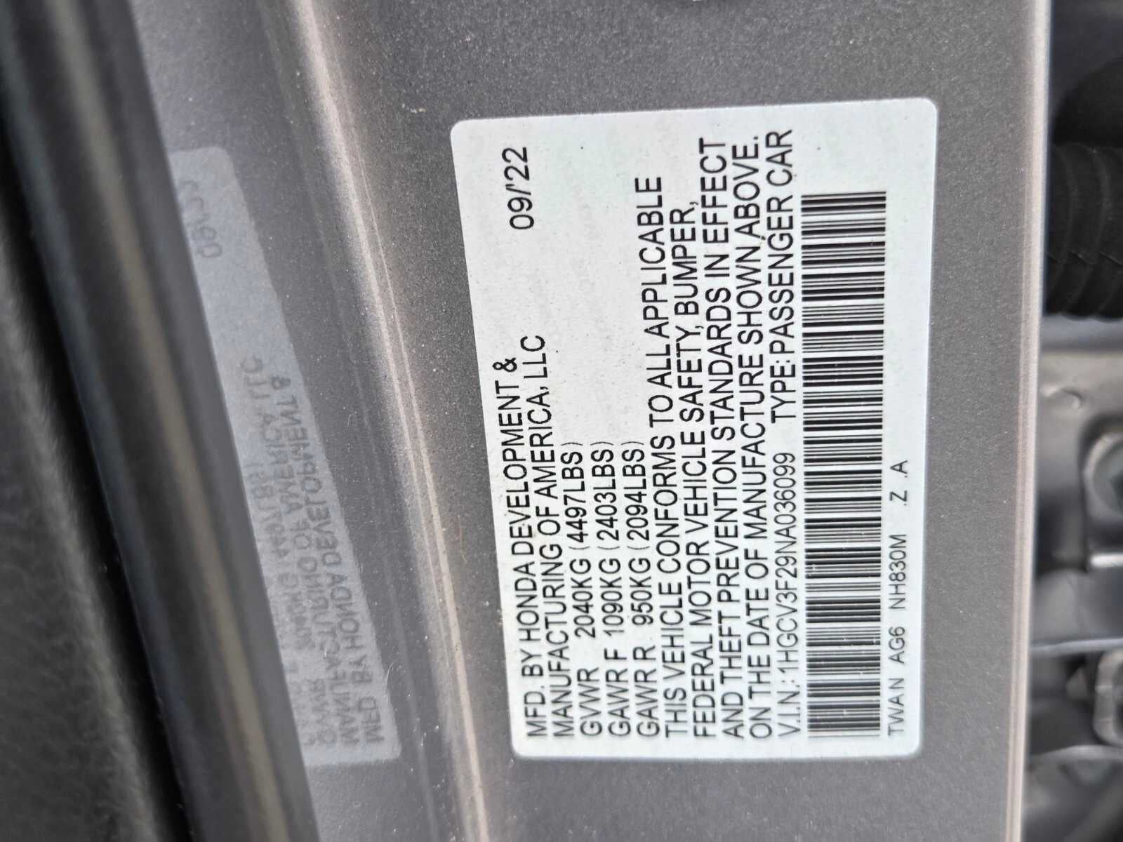 2022 Honda Accord Hybrid Sport