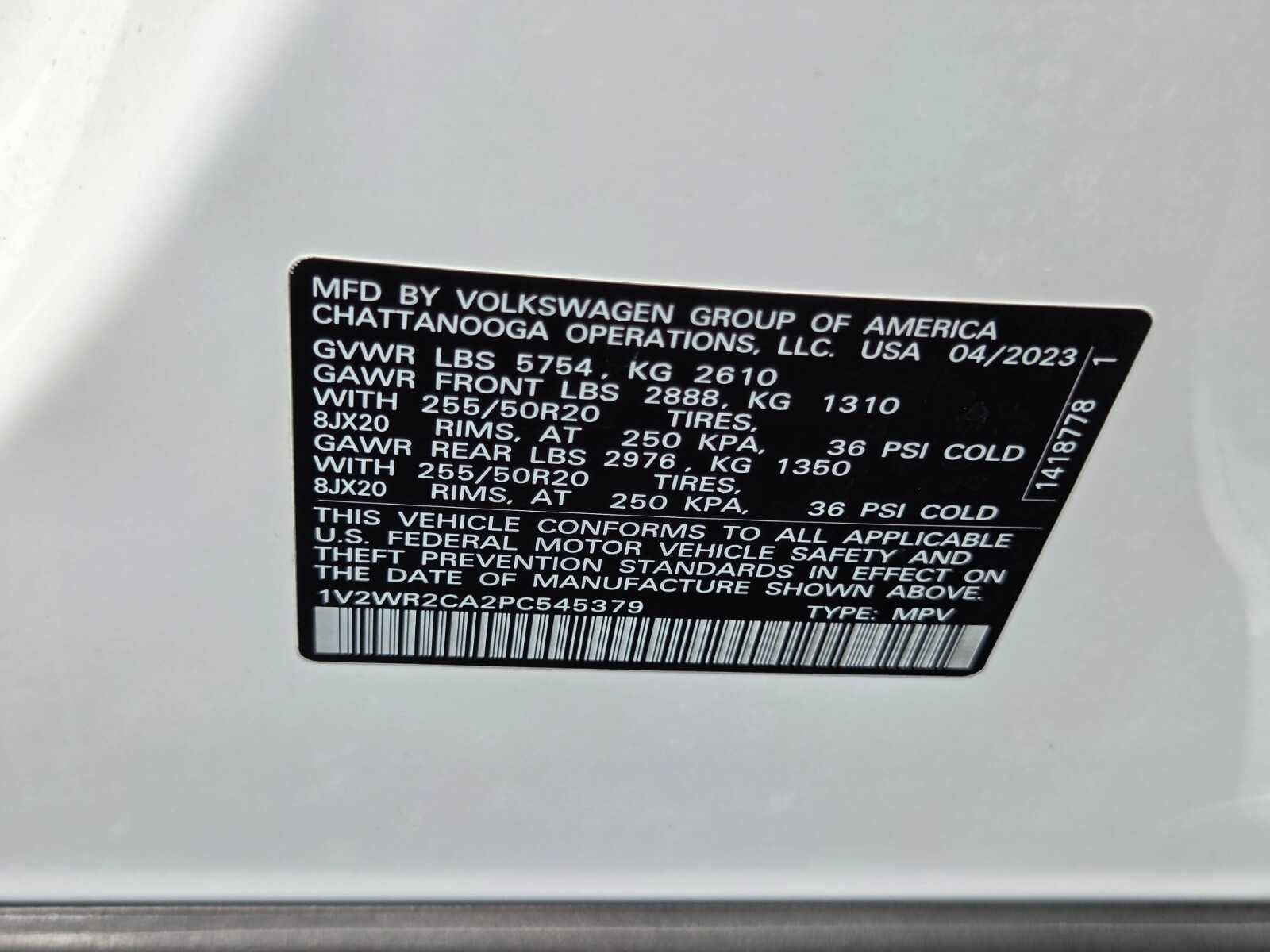 2023 Volkswagen Atlas 3.6L V6 SE w/Technology
