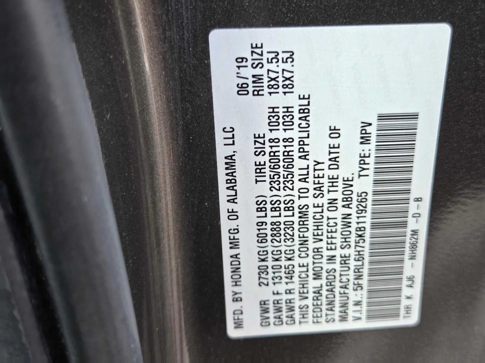 2019 Honda Odyssey EX-L w/Navi/RES