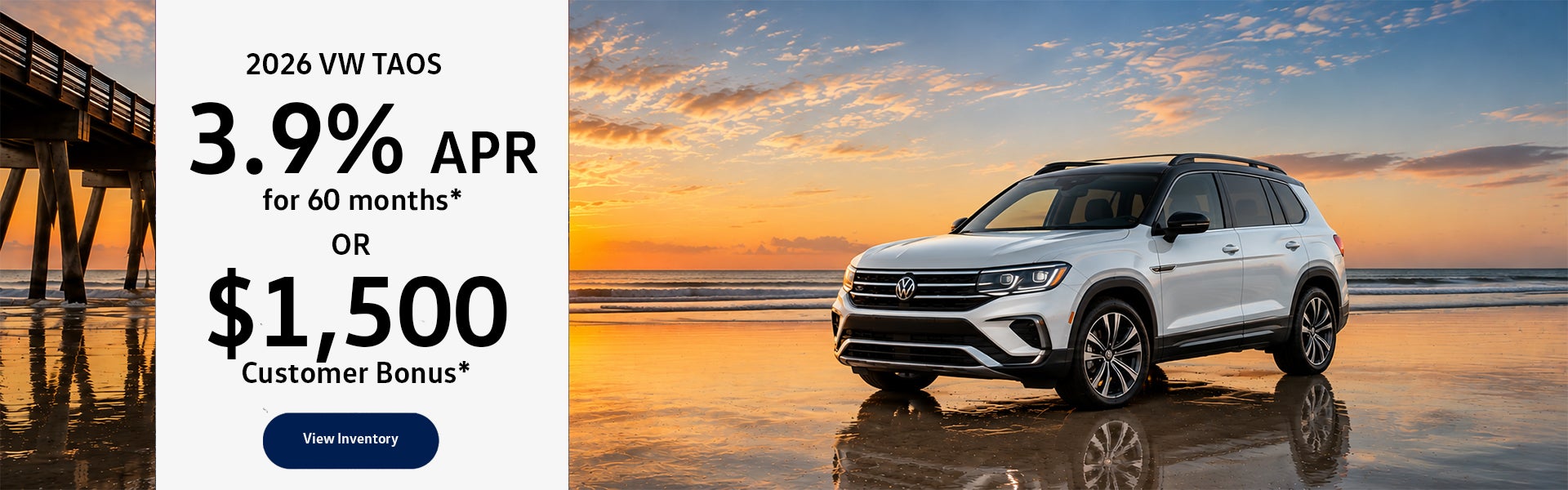 2026 VW Taos beach sunset