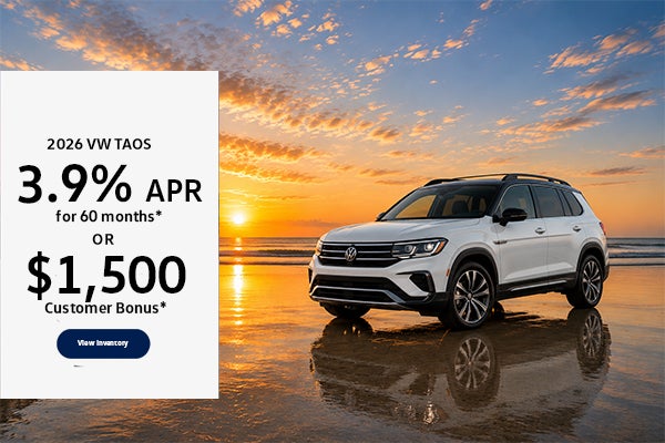 2026 VW Taos beach sunset